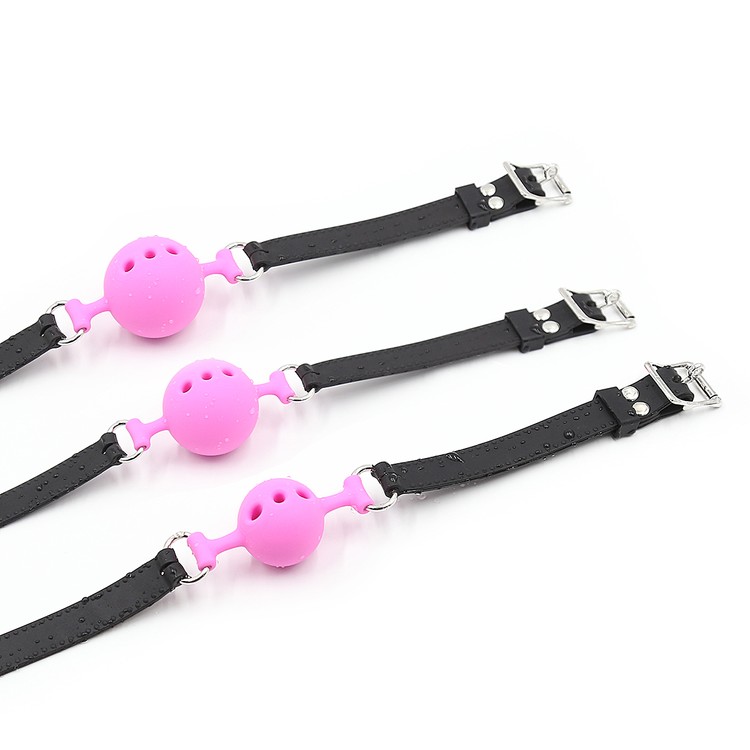 גאג סיליקון הגייני עם חורים בצבע ורוד