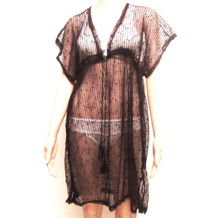 שמלת טוניקה לים ולבריכה מעל הבגד ים - רקמת כותנה איכותית במראה רשת