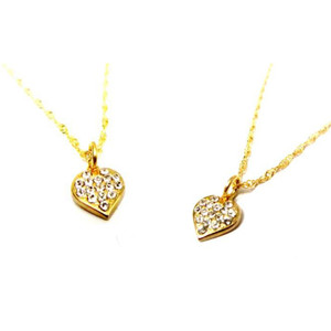 תליון לב קלאסי 2 מיקרון זהב בשיבוץ זירקונים במראה יהלומים+שרשרת איכותית 2 מיקרון זהב