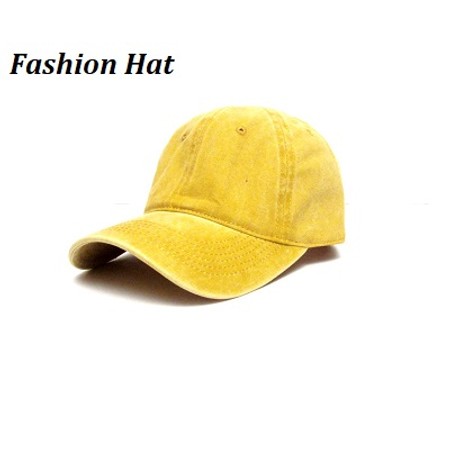 כובע מצחיה אופנתי כותנה מנדפת זיעה- דגם חלק צהוב חרדל / חום  UNISEX