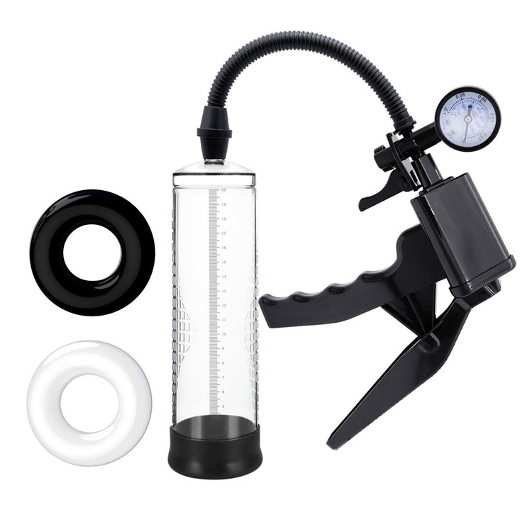 משאבה עם מד לחץ ידני Puassion Pump Powerup+זוג טבעות במתנה