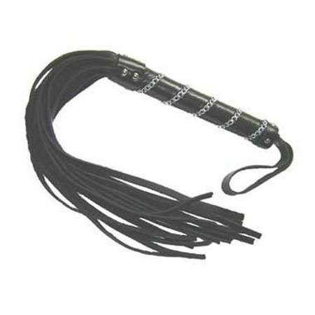 Leather whip plow with a black leather-coated plastic handle with 25 tails