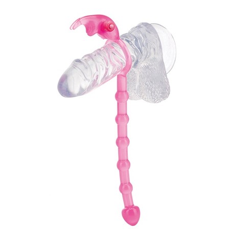 Pink silicone cockroach vibrates with anal beads and rabbit for external NMC stimulation