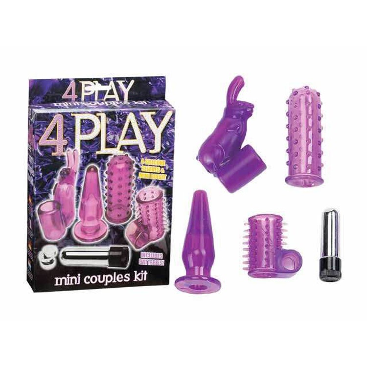 סט 4 שרוולי סיליקון עם ויברטור שקט 4play mini couples kit SevenCreations