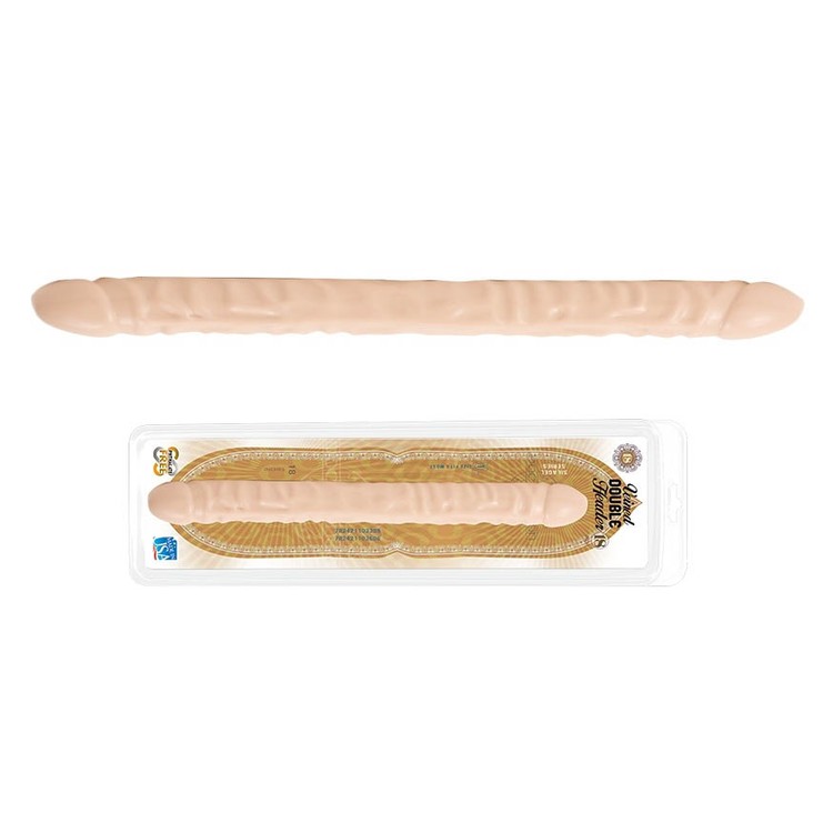 דילדו זוגי גדול לחדירה כפולה בצבע גוף בהיר אורך 44 סמ עובי 4.5 סמ