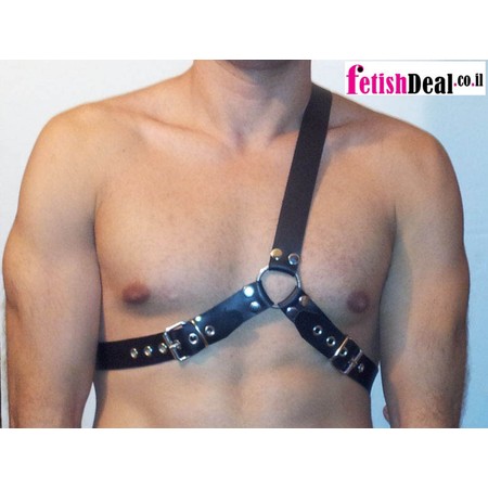 ​Asymmetrical black leather harness in a special design - handmade​