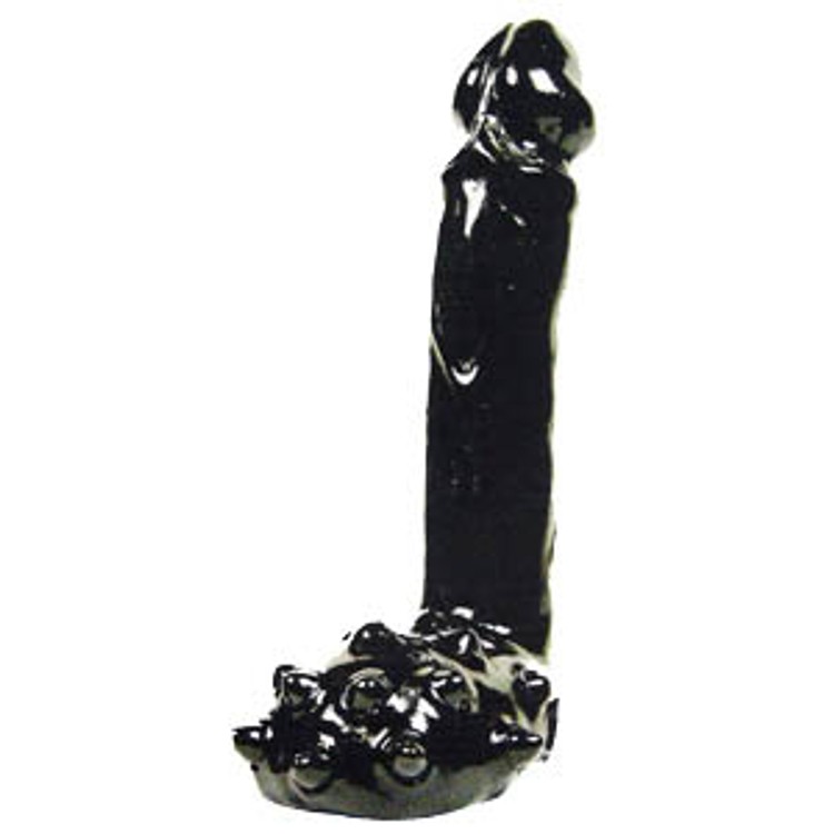 דילדו דק וארוך עם ביצים מחוספסות אורך 18 סמ עובי 3.5 סמ