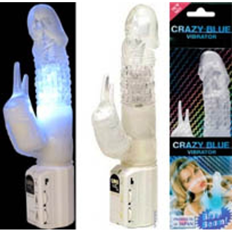 Crazy Blue ויברטור סיליקון יפני זוהר מסתובב מאלץ אורגזמה עם שני מנועים נפרדים חזקים