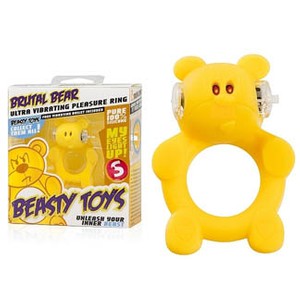 Brutal Bear Silicone Vibrating Ring Shaped Yellow Bear by Shots Toys​