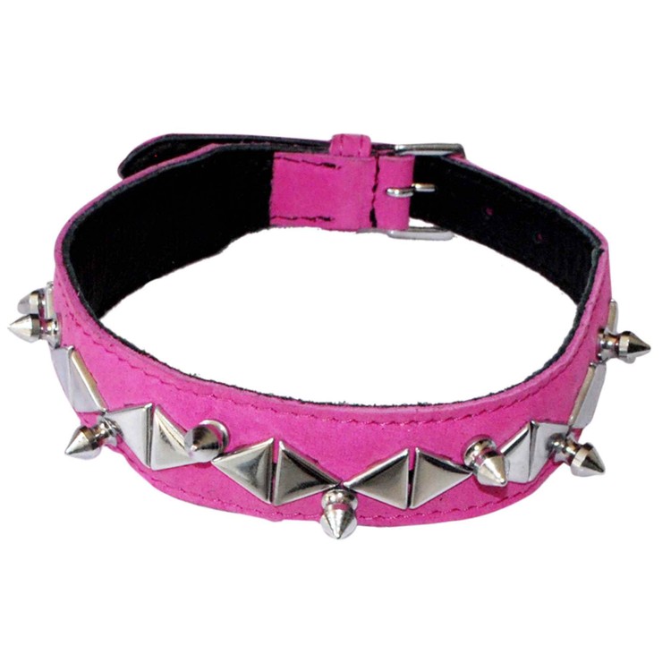 קולר עור סגול וסקסי עם ניטים וקוצים