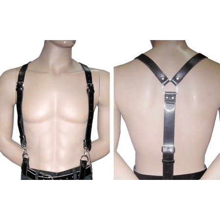 Black handmade Puppy Y harness made of premium leather