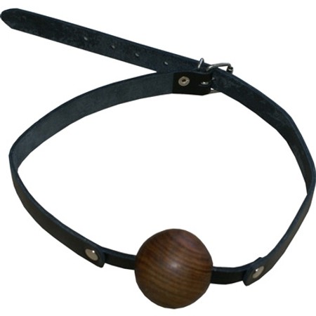 Mouth gag with a wooden ball and high-quality leather straps, 4 cm in diameter​