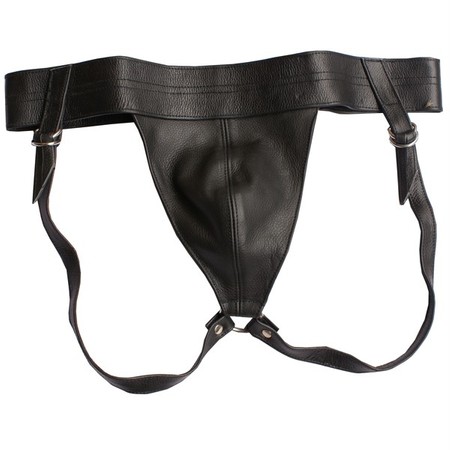 Leather Jock תחתוני עור שחור לגבר עם ישבן חשוף