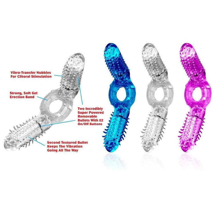 Propello טבעת ג'ל רוטטת עם שני שרוולים לגירוי כפול Screaming O