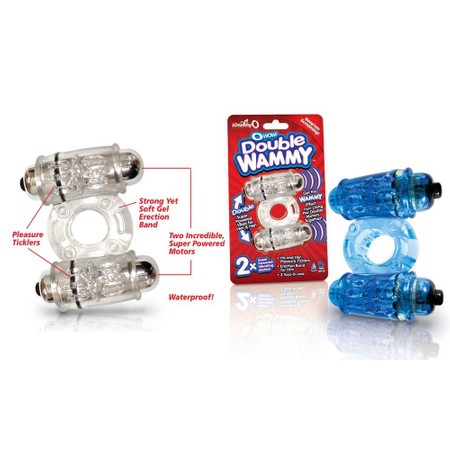 O Wow Double Wammy Vibrating gel ring for dressing on the finger or penis by Screaming O​