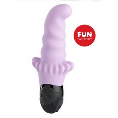 Stubby Purple Silicone Curved Vibrator for G-spot with Fun Waves Fun Factory