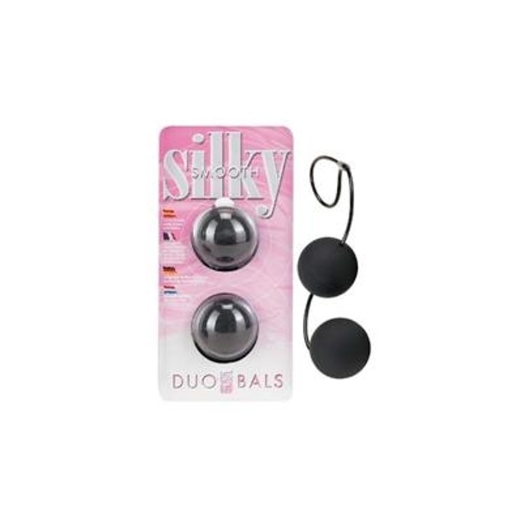 Duo Balls Silky Smooth ביצים סיניות מסיליקון שחור Seven Creations