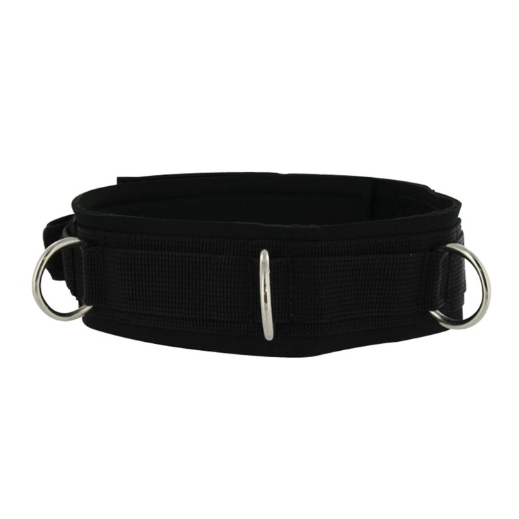 קולר בד טבעוני עם 3 טבעות מתכת