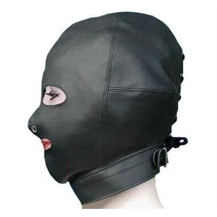 מסכת דמוי עור קינקית לכל הראש עם פתח לפה ולעיניים