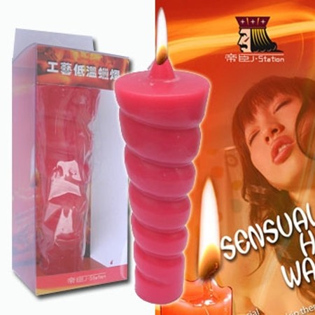 ​Curled red drip candle made of 100 percent paraffin​