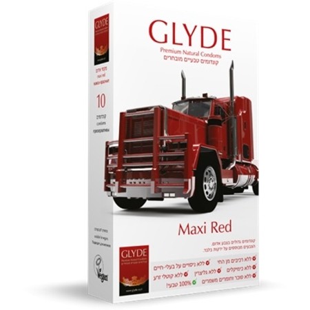 Glyde Maxi Red​ - 10 large and natural red condoms width 56 mm length 19 cm