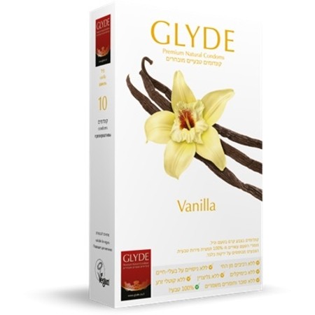 10 natural vanilla-flavored condoms in a cream color width of 53 mm, length 18 cm Glyde Vanilla​