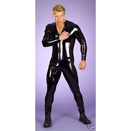 ​Kinky black shiny lycra suit for men