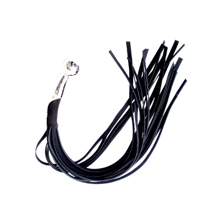 Eduardo שוט עור קשיח 28 זנבות עור עם ידית מתכת עגולה בקצה