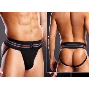 Jockstrap Black sports jockstrap for men Blue Line