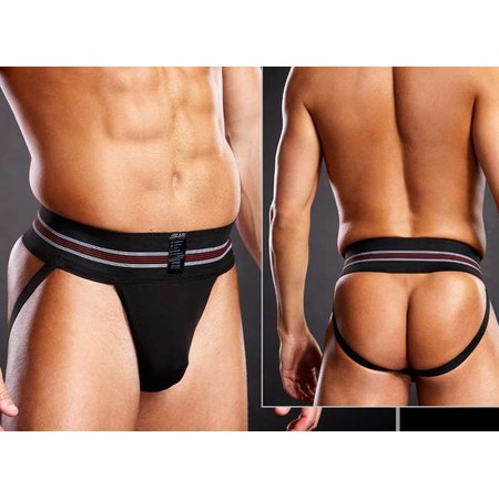 Jockstrap Black sports jockstrap for men Blue Line