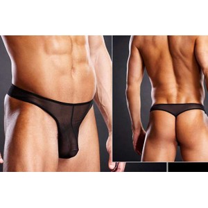 G-String Sexy Transparent Black Thong for Men Blue Line