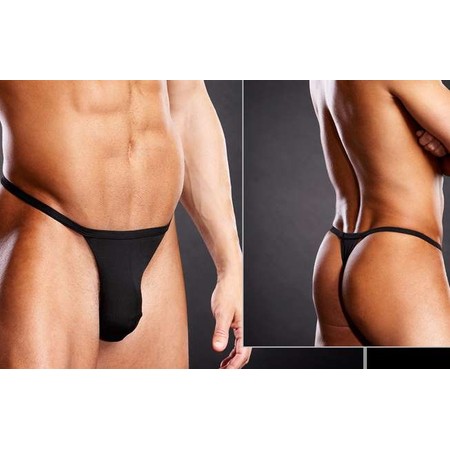 Classic black thong T-back for men Blue Line