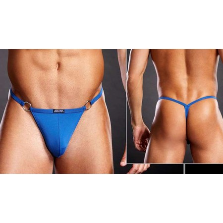 ​V-String Blue Men's Thong underwear with Metal Rings by Blue Line​