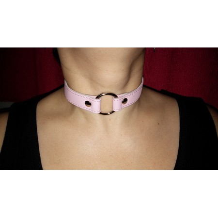 Delicate pink collar with a metal ring