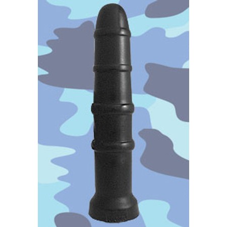 Sting Ray - huge black dildo with thick stripes for a pleasing rough feeling 30 cm long, 5 cm wide, by Domestic Partner​