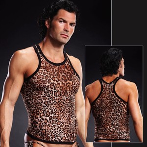 A tight and sexy leopard print tank top for men