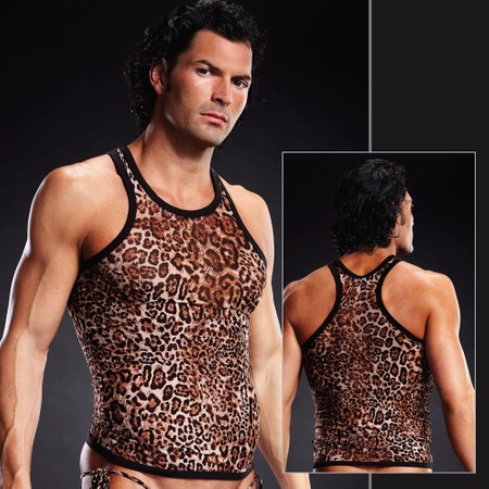 A tight and sexy leopard print tank top for men