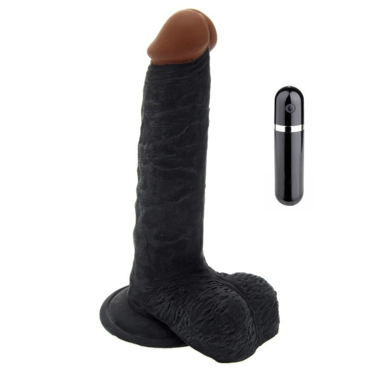 G-Girl Style 7 דילדו PVC ריאליסטי שחור 10 מצבי רטט אורך 18 ס"מ עובי 4 ס"מ NMC​