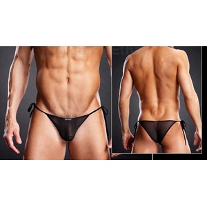 Side-Tie Bikini Sexy black bikini for men with a tie on the Blue Line side