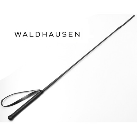 Luxurious riding whip made of black leather with a flexible edge 90 cm long Waldhausen