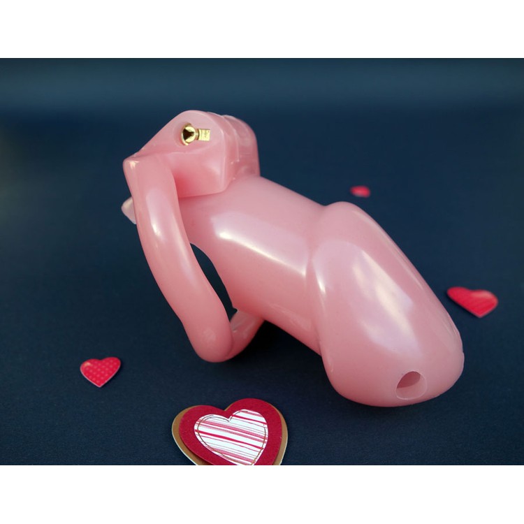 Pink Large סט 3 חלקים של חגורת צניעות עם טבעת ומנעול HolyTrainer