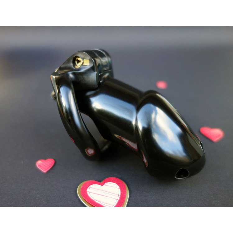 Black Large סט 3 חלקים של חגורת צניעות עם טבעת ומנעול HolyTrainer