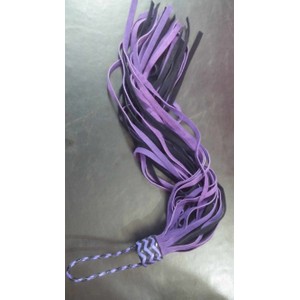 Black purple leather flogger with 36 suede tails 66 cm long