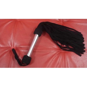 Black suede flogger with metal handle 36 tails 60 cm long​