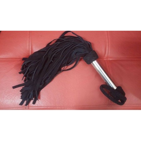 Black suede flogger with metal handle 72 tails length 63 cm​