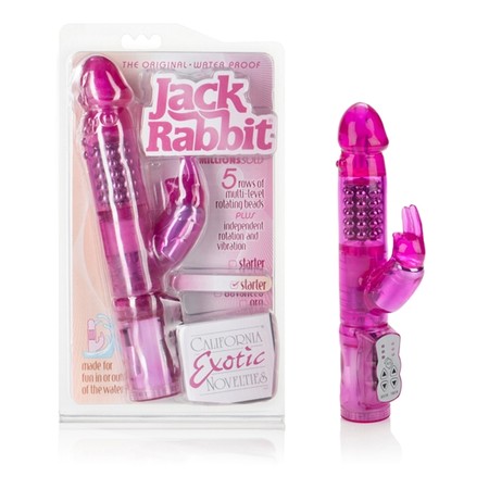 Jack Rabbit Pink Vibrator with Swivel Beads and External Stimulation Length 18cm Thickness 3.5cm CalExotic