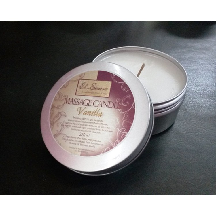 Message Candle נר טבעי בריח וניל המתאים גם למסז' מענג 40 שעות El Sense