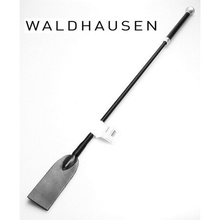 Leather Handle Luxury riding whip made of black leather with a silver handle 64 cm long Waldhausen