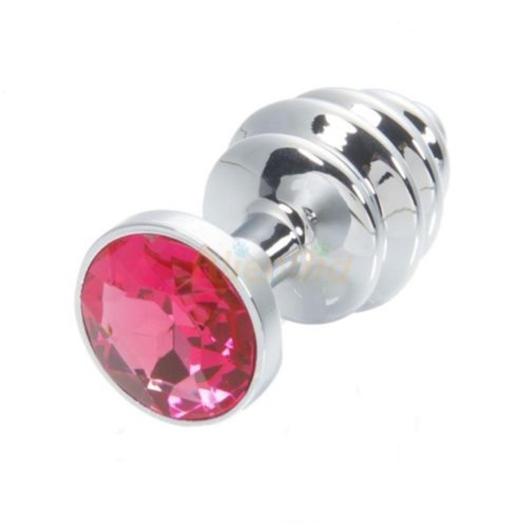 באט פלאג אנאלי עם צלעות ממתכת וקישוט אבן אורך 4.5 סמ קוטר 3