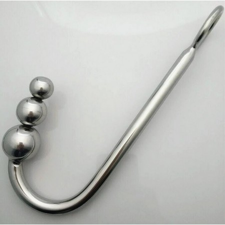 Metal anal hook with 3 balls